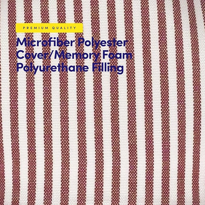 Sweet Home Collection Chair Cushion Memory Foam Pads Tufted Slip Non Skid Rubber Back U-Shaped 17" x 16" Seat Cover, 2 Count (Pack of 1), Pinstripe Burgundy