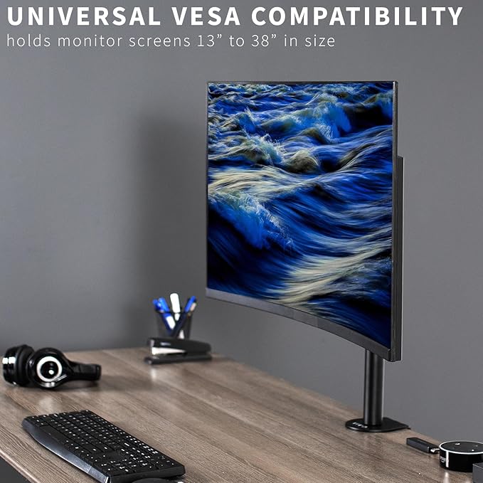 VIVO Single 13 to 38 inch LCD Monitor Heavy Duty Desk Mount Stand, Holds 1 Standard to Ultrawide Screen up to 38 inches, STAND-V001C