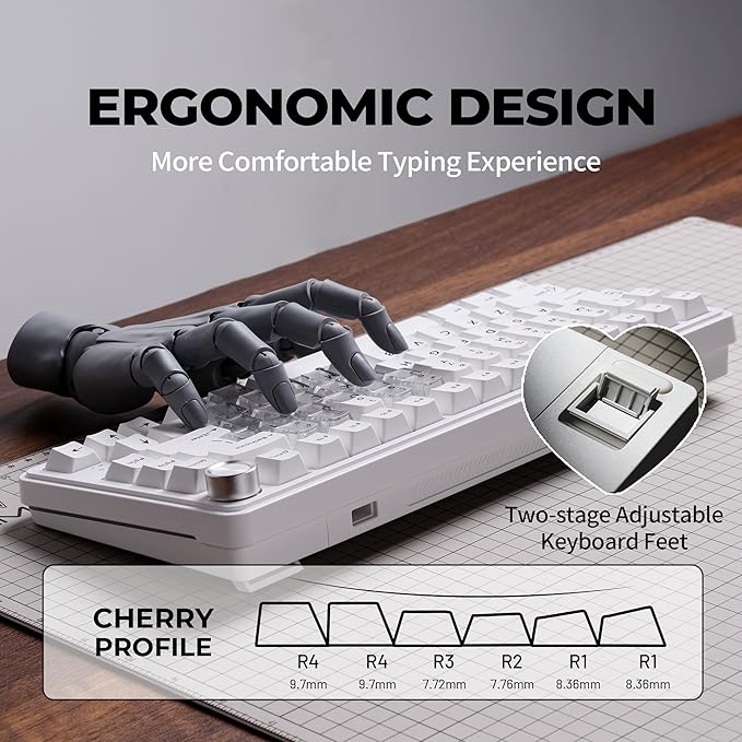 x XVX M75 75% Wireless Gaming Mechanical Keyboard, BT5.0/2.4GHz/USB-C,Hot Swappable Creamy Pre-lubed Switches,Gasket Structure,RGB Backlit White Keyboard w/Knob for PC/Laptop/Xbox/PS4/PS5,LUMINA HEART