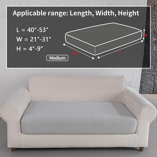Couch Cushion Covers for Sectional Sofa, Stretch Soft Sofa Slipcovers Washable Wear-Resistant Universal Furniture Protector for Living Room(1 Piece Loveseat Cover, Light Gray)