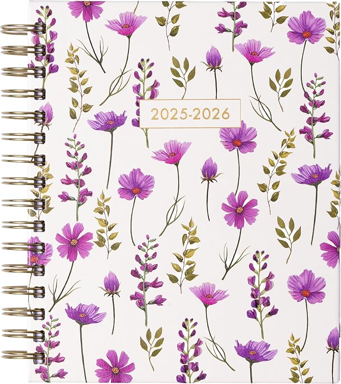 2025-2026 Eccolo Spiral Agenda Planner, Magenta Garden, Weekly & Monthly Pages, 18 Months, Sticker Sheets, Inspirational Quotes (7.75 x 8.75, July 2025 - Dec 2026)