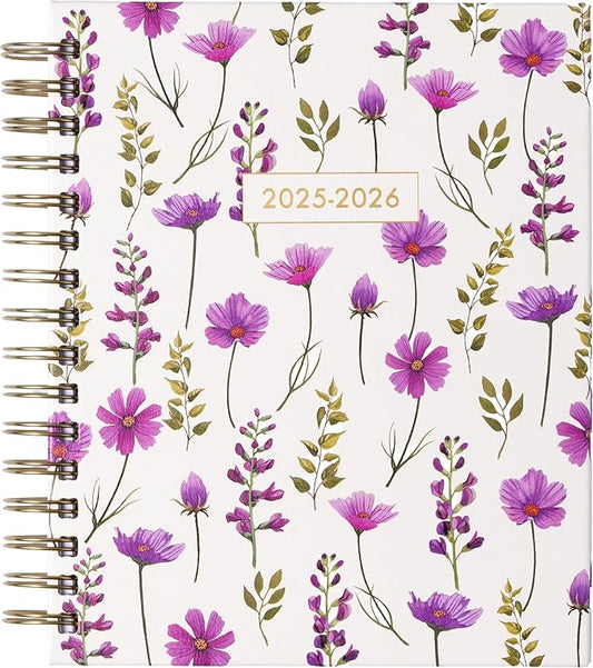 2025-2026 Eccolo Spiral Agenda Planner, Magenta Garden, Weekly & Monthly Pages, 18 Months, Sticker Sheets, Inspirational Quotes (7.75 x 8.75, July 2025 - Dec 2026)