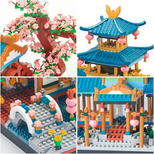 Finger Rock Cherry Blossom Bonsai Tree Building Set, Japanese Architecture Sakura Micro Block Building Set for Adults, Collectible Creative Gift for Kids 14+ (2350 Pieces)