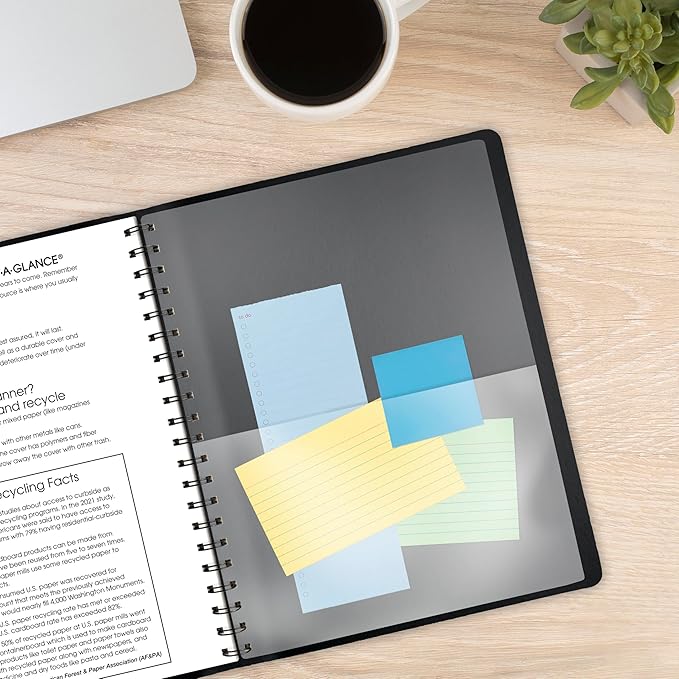 AT-A-GLANCE 2026 Appointment Book Planner, Weekly & Monthly, 8.25" x 11", Large, Half-Hourly, Contemporary, Black (70950X0526)