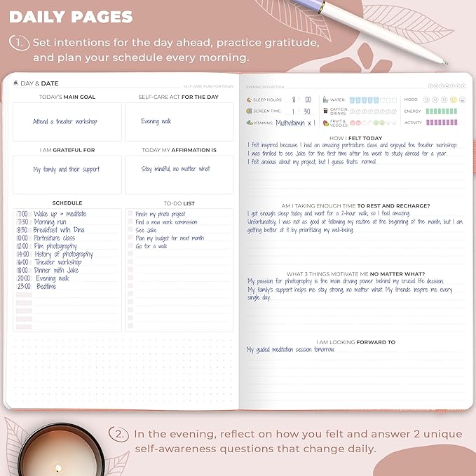 Clever Fox Self-Care Journal – Wellness & Daily Reflection Notebook – Mental Health & Personal Development Journal – Self-Care, Meditation & Mood Journal for Women & Men – Large (Peach Pink)