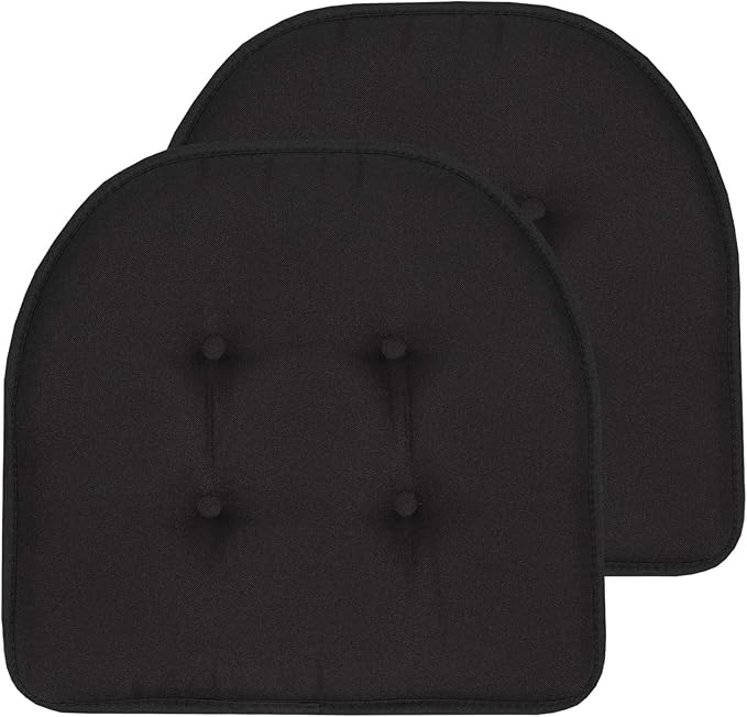 Chair Cushion Memory Foam Pads Tufted Slip Non Skid Rubber Back U-Shaped 17" x 16" Seat Cover, (Pack of 3)