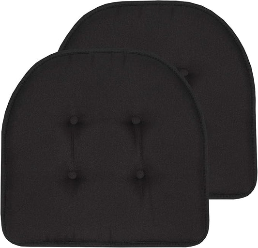 Chair Cushion Memory Foam Pads Tufted Slip Non Skid Rubber Back U-Shaped 17" x 16" Seat Cover, (Pack of 3)
