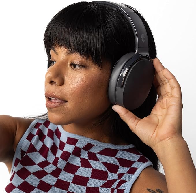 Skullcandy Hesh Evo Wireless Over-Ear Bluetooth Headphones with Extra USB-C Charging Cable, Noise Isolating, 36 Hours Battery, Foldable Lightweight Design, Microphone for iPhone Android - True Black