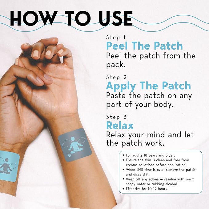 Klova Chill Patches with Clinically Proven Sensoril Ashwagandha, Rhodiola Rosea, Passion Flower, Ginger Root Extract, L-Theanine, GABA and Other Natural Ingredients to Help Destress, Unwind and Relax