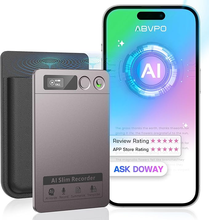 AI Voice Recorder, Transcribe & Summarize, AI Noise Cancellation Technology, Supports 152 Languages, 64GB Memory APP Control Audio Recorder for Lectures, Meetings, Calls (Starlight)