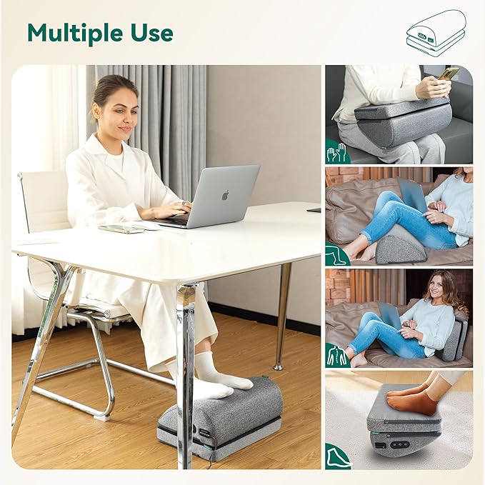 Snailax Heated Foot Rest Under Desk at Work, Ergonomic Footrest with Vibrating Massage and Adjustable Height, Foot Warmer, 3 Vibration Modes & 2 Heating Levels,Memory Foam,Office Home Gaming