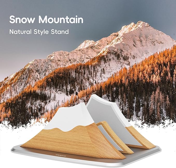 Vertical Dual Laptop Stand - Snow Peak-Shaped Wooden Adjustable Laptop Holder,2 Slots Desktop Dock Compatible with All MacBook, Surface,Chromebook,Dell & More(Beechwood)