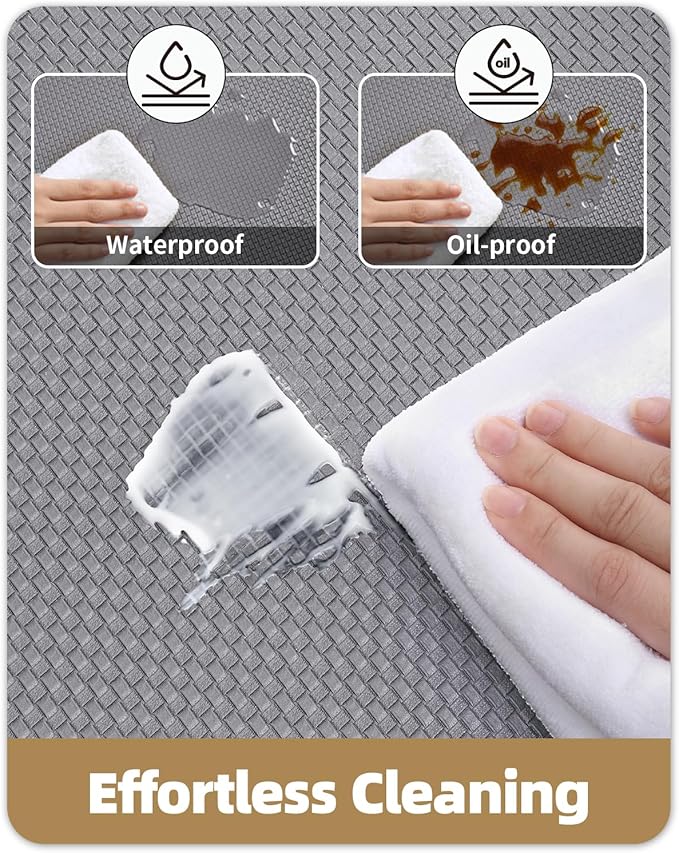 Color&Geometry Anti Fatigue Cushion Kitchen Mat for Floor -17"x59",Easy Clean, Water & Oil Proof, Anti Slip, Foam Rubber Runner Rug for Front Sink Comfort Standing,Grey