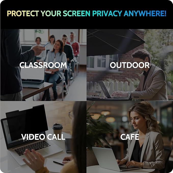 Magnetic Laptop Privacy Screen 13.3 Inch for 16:9 Computer Monitor, 13" Removable Anti Glare Protector Blue Light Filter Shield Compatible with Lenovo Hp Dell Acer Asus Thinkpad Envy Xps