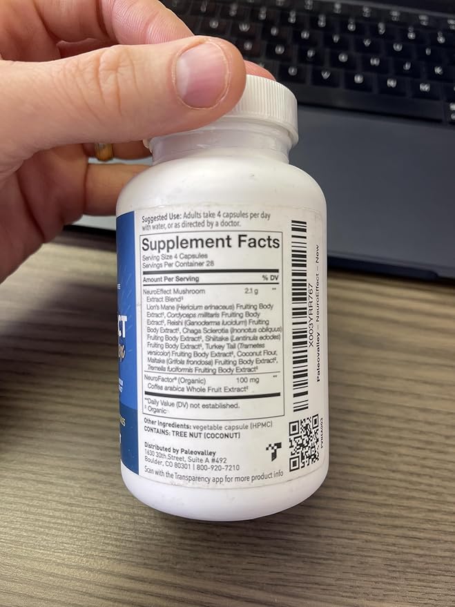 Paleovalley NeuroEffect - Neuro Mushroom Coffee Nutritional Supplement for Focus, Memory, and Energy Support - 28-Day Supply - 8 Full Spectrum Mushroom and Whole Coffee Fruit Extracts