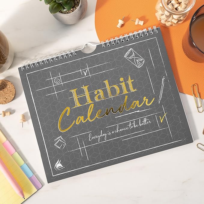 Clever Fox Habit Tracker Calendar – Inspirational Goal Tracker and Habit Calendar for Atomic Habits – Colorful Habit & Goal Planner Journal to Boost Productivity – 24 Months, 10″ x 8″ (Black)