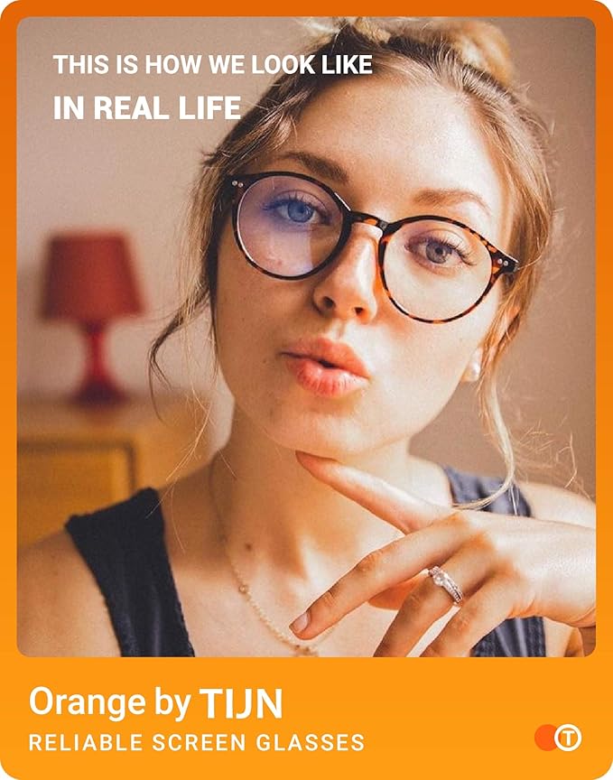 TIJN Blue Light Blocking Glasses Men Women Vintage Thick Round Rim Frame Eyeglasses