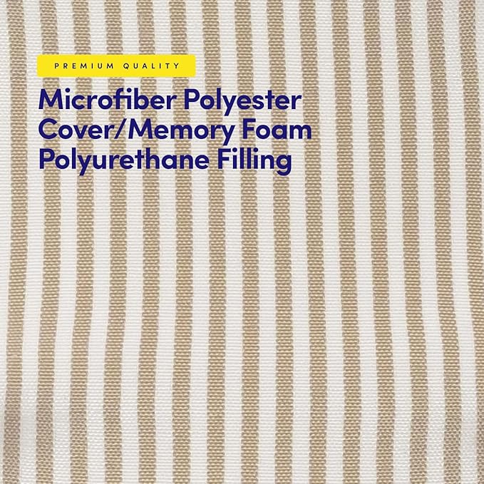 Sweet Home Collection Chair Cushion Memory Foam Pads Tufted Slip Non Skid Rubber Back U-Shaped 17" x 16" Seat Cover, 2 Count (Pack of 1), Pinstripe Taupe