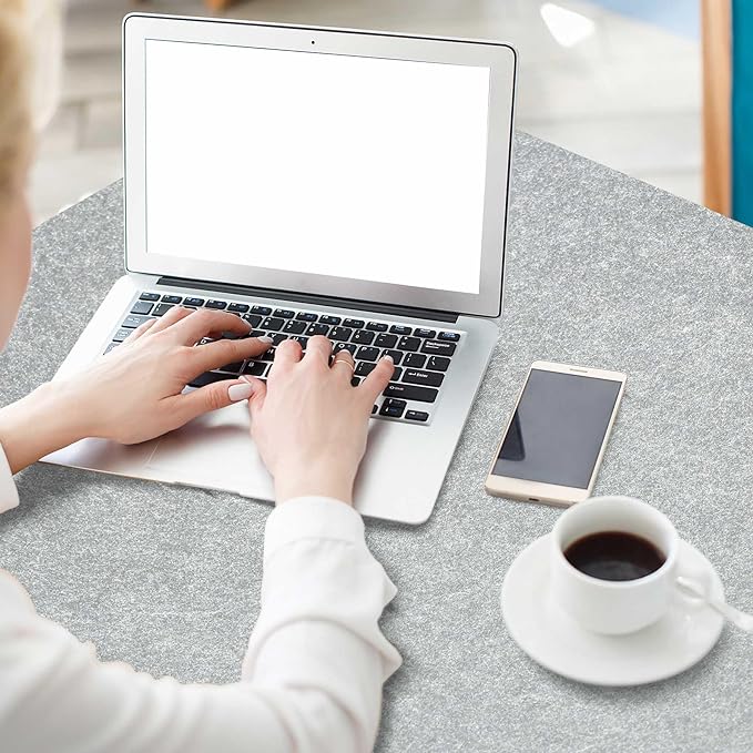 DAWNTREES Non-Slip Felt Desk Mat | 35.5''x15.7'' | Large Computer Desk Mat Keyboard and Mouse Pad | Office Desktop Pad Protector (Light Grey)