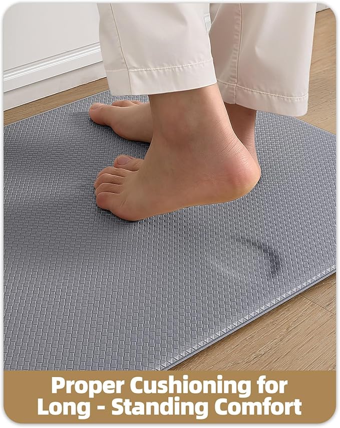 Color&Geometry Anti Fatigue Cushion Kitchen Mat for Floor -24"x87",Wide,Easy Clean, Water & Oil Proof, Anti Slip, Foam Rubber Runner Rug for Front Sink Comfort Standing,Grey
