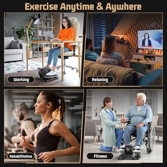 ANCHEER Under Desk Elliptical Machine, Electric Seated Pedal Exerciser Machine with 12 Adjustable Speed, Quiet & Portable, LCD Display Monitor, Remote Control, Leg Exerciser for Home Office