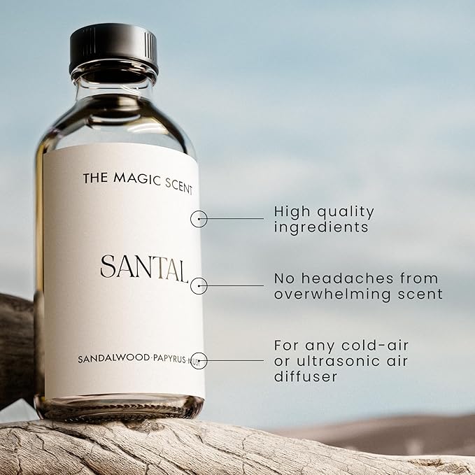 Santal Fragrance Oil - Diffuser Oil Scent - Santal Aroma Diffuser Oils - Luxury Scents for Home - Sandalwood Oil - 4 fl oz, 120 mL