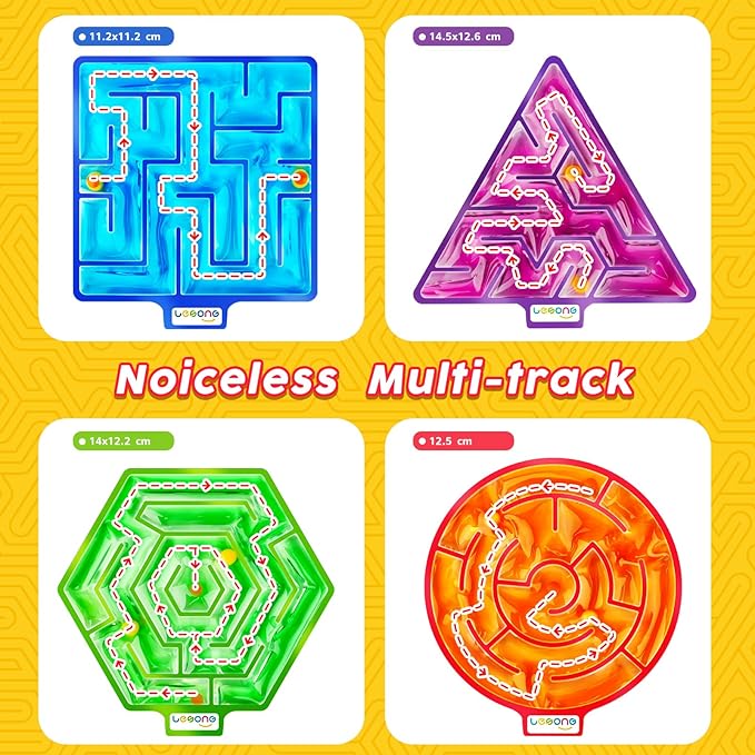 Squishy Toys Sensory Fidget Toys for Kids: 4 Pack Maze Sensory Toys for Autism - Fidget Toys with Filled Goo for Calming Down Classroom Travel