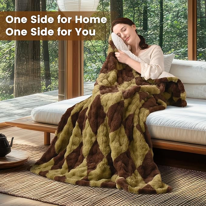 Bearhug Heated Throw Blanket, 50" × 60" Electric Throw, Faux Fur & Warm Sherpa, 4h Auto-Off Timer & 6 Heating Levels,ETL Certified, Machine Washable, Gift Box Packaging