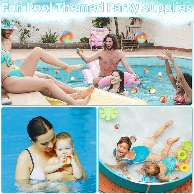 60 Pcs Beach Stress Balls Bulk 2.5" Mini Relief Stress Ball Pu Foam Squeezy Balls Summer Swimming Pool Game Toy Rainbow Beach Ball for Hawaiian Beach Birthday Party Favor School Carnival Reward