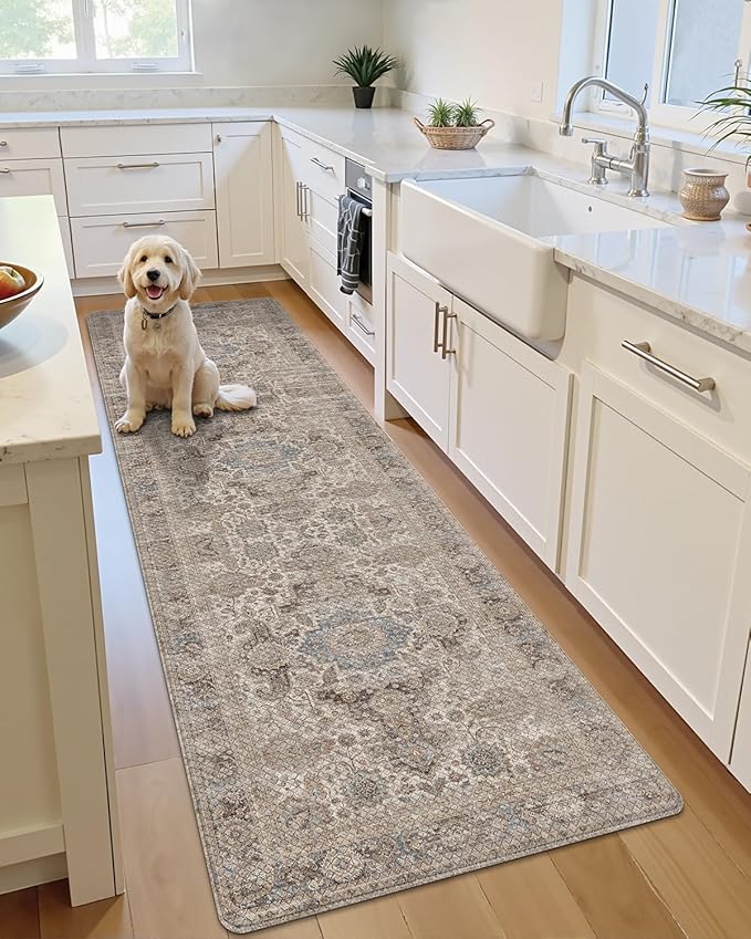 LUMI Kitchen Mat Anti Fatigue Cushioned, Memory Foam Padded Standing Rug Waterproof, Non Slip Comfort Floor Runner for Home, Sink, Laundry, Office, 17"x59", Taupe