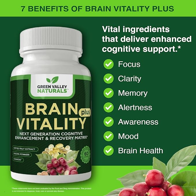 Brain Vitality Plus™ – Advanced Supplement for Memory and Focus a Nootropic for Mental Clarity