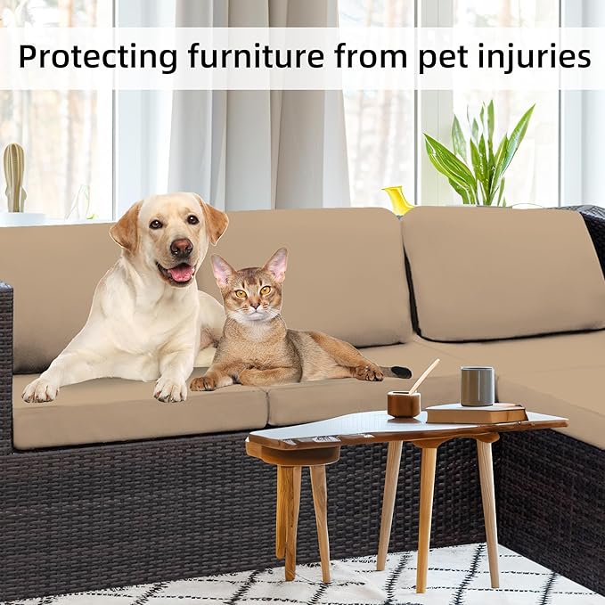 8Pcs Stretch Patio Cushion Covers,Outdoor Couch Covers Replacement,Outdoor Couch & Sofa Slipcovers,for Patio Furniture Cushion Covers,Washable Reusable Furniture Protector (Khaki, Cover Only)