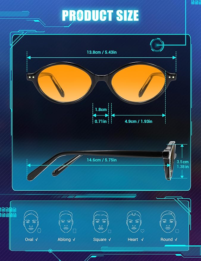 TIJN Olisa Blue Light Blocking Glasses for Women Men,Oval Glasses Frame Bluelight Glasses for Gaming/Computer/Screen