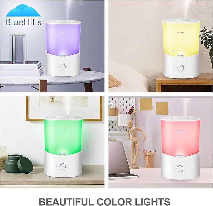 BlueHills Premium 3000 ML XL Essential Oil Diffuser Aroma Humidifier 3 Liter Big Capacity Huge Size Plant Baby Living Room Décor Lights Home High Mist Long Run Time Aromatherapy Diffuser White 3L-K1