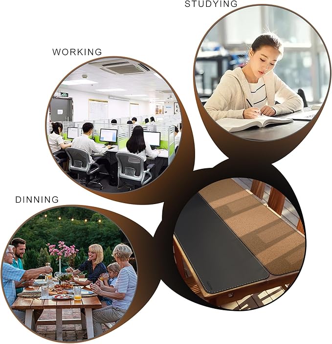 MAIDERN Leather Desk Mat, (3XL) 78.7” x 15.7” Reversible Large Desk Pad Mat, Cork & Leather Large Mouse pad for Desk, Waterproof Computer Desk Mat for Gaming Home Office (Black)
