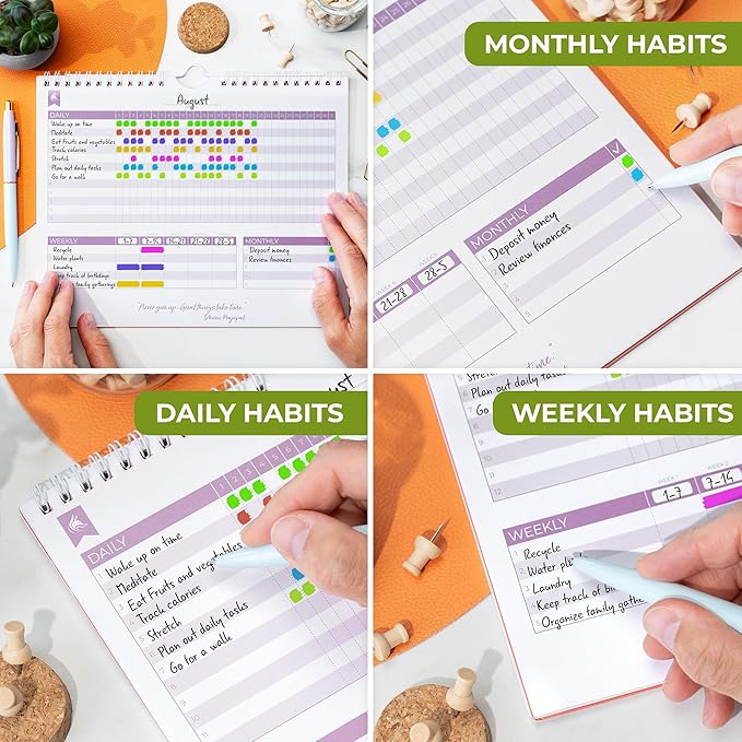 Clever Fox Habit Tracker Calendar – Inspirational Goal Tracker and Habit Calendar for Atomic Habits – Colorful Habit & Goal Planner Journal to Boost Productivity – 24 Months, 10″ x 8″ (Black)