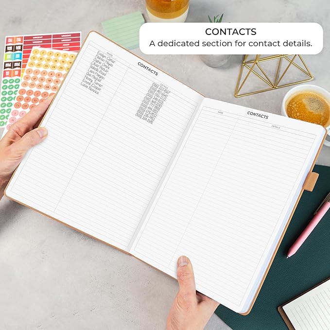 Clever Fox Appointment Book – Hourly Schedule Planner with 15-Minute Increments – Time Box Planner for Daily Work & To-Dos – Weekly & Monthly Spreads, Undated, Hardcover, 8.3x11″ (Sandstone)