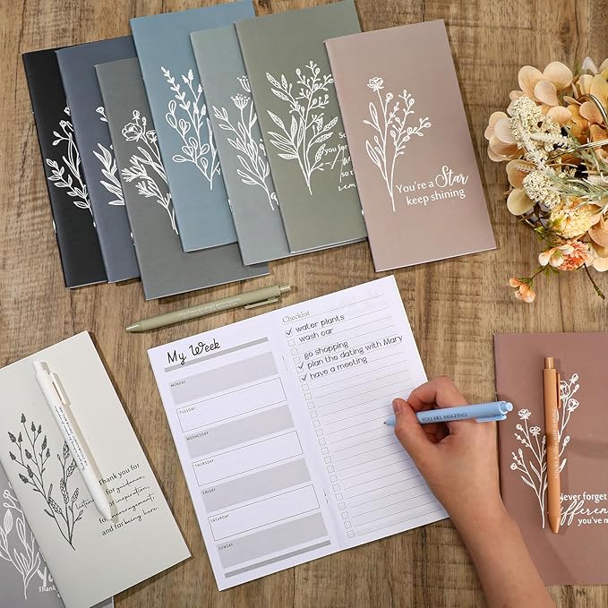 Qilery 30 Pcs Open House Gifts Bulk Habit Tracker Planner Bulk 2025 Pocket Calendars to Do List Weekly Goals Notepads for Employee Appreciation Housekeeping Teacher Welcome Gifts(Encouragement)