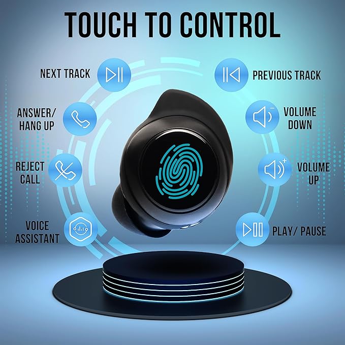 Earbuds with Mic - Bluetooth 5.3 Headphones True Wireless IPX5 Waterproof Buds with Charging Case 50H Battery & Crystal Clear Stereo Sound