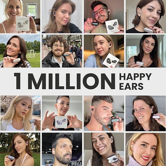 Tempo 30 Wireless Earbuds for Small Ears - Award-Winning Sound, Sweatproof Bluetooth Earbuds, Comfortable Ear Buds for Women, Black Earphones Small Ear Canals, Long Battery Headphones