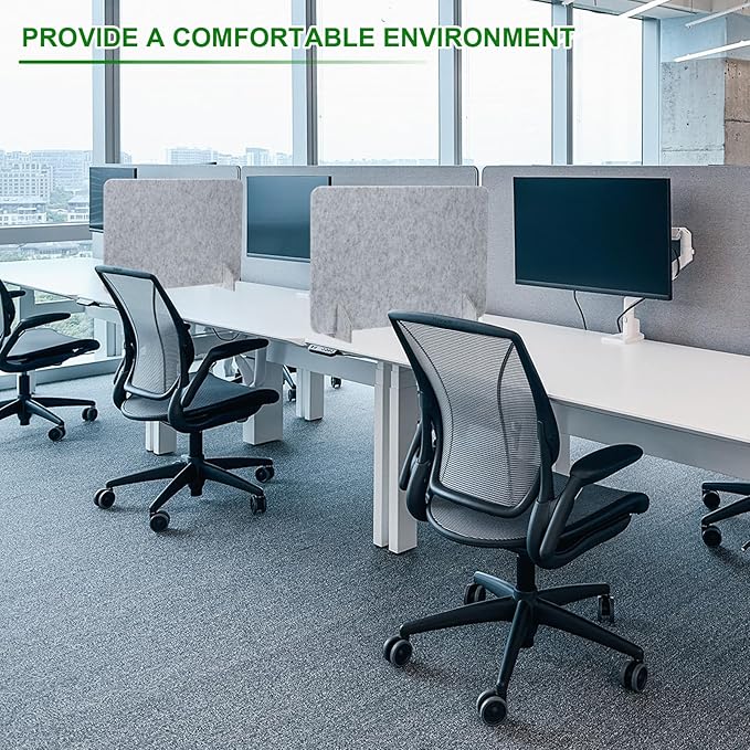 PATIKIL Desk Divider, 2 Set 24 x 16 Inch Acoustic Freestanding Desk Divider Desk Privacy Panel with 4 Pcs Support Feet for Library Office Workstation, Green