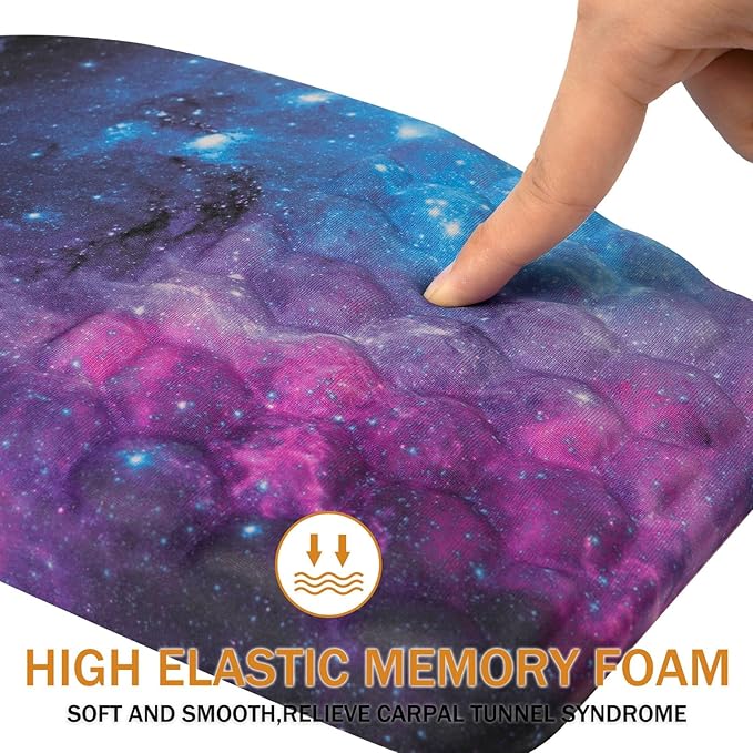 Ergonomic Mouse Pad Wrist Support,Upgrade Mousepad with Massage Design,Non-Slip PU Base Desktop Mouse Pads for Pain Relief, Computer, Office & Home,12 x 8 in（F-Galaxy）