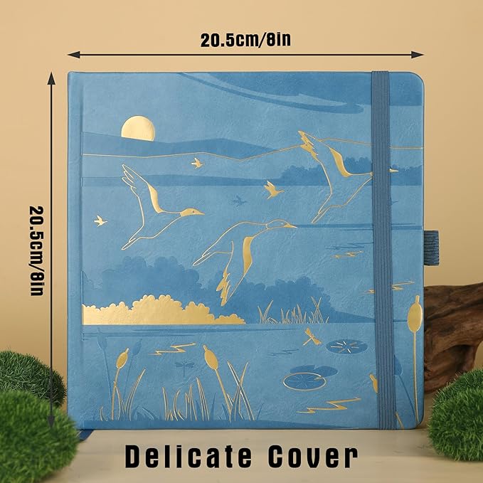 TIEFOSSI Dotted Journal Notebook, Dot Grid Notebook for Women Men, Hardcover PU Leather Journal, 160 GSM Thick Paper, 160 Numbered Pages with Gold Edges, 8 x 8 Square Diary