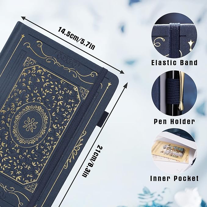 TIEFOSSI Bullet Dotted Notebook, 160gsm Thick Paper, Hardcover Dot Grid Journals for Women Men, 192 pages, for Travel, School and Office Use