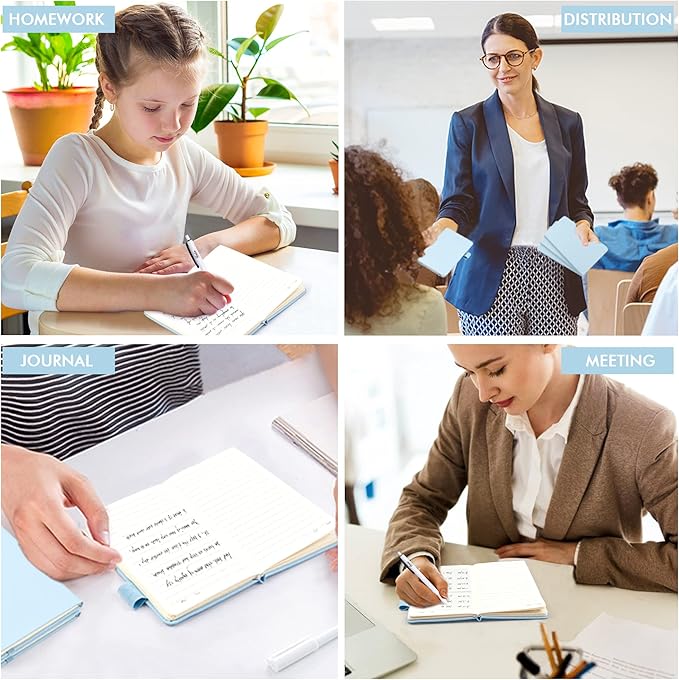 feela 3 Pack Pocket Small Notebook Journals, Mini Cute Memo Notepad Hardcover College Ruled Lined Journals with Pen Holder for Women Girls Office School, with 3 Black Pens, 3.5”x 5.5”, A6, Light Blue