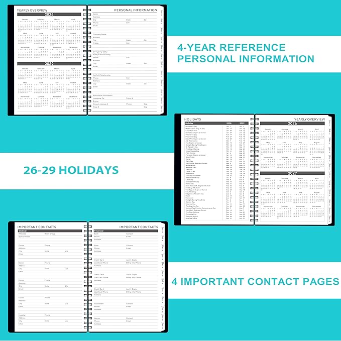 2026-2028 Monthly Planner/Calendar - 3 Year Monthly Planner 2026-2028, JAN 2026 - DEC 2028, 6.2" x 8.3", Inner Pocket, Polypropylene Cover, 36-Month Tabs