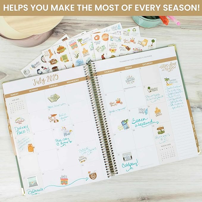 bloom daily planners Seasonal Bucket List Planner Stickers - Spring, Summer, Fall, Winter Activity Goals for Adults - 8 Sheets / 275+ Illustrations - Adventure Icons for Planning or Scrapbooking