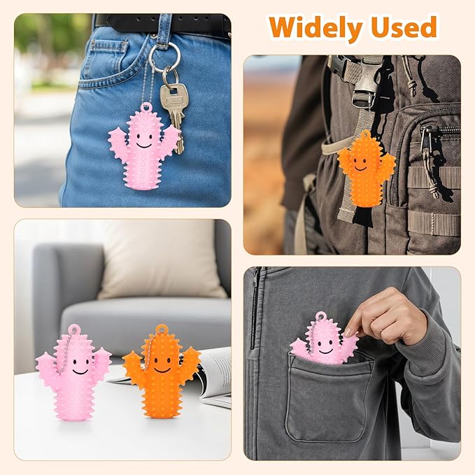 2 PCS Silicone Little Cactus Ouchies Pain Fidget Toys Mini Spiky Sensory Fidget Novelty Sensory Gifts for Adults Teens Anxiety & Stress Relief (OrangePink, 2P)