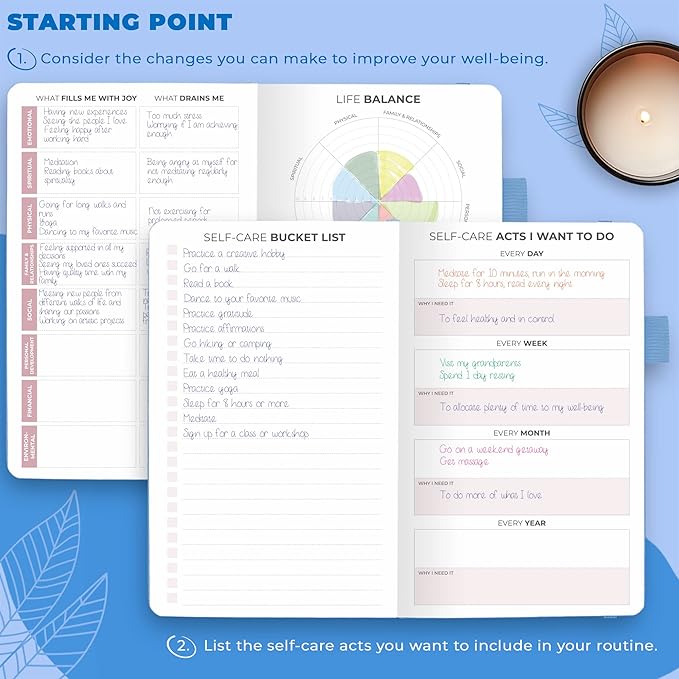 Clever Fox Self-Care Journal Pocket – Daily Reflection Notebook – Mental Health & Personal Development Planner, Meditation & Mood Log (Light Blue)