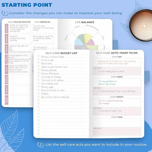 Clever Fox Self-Care Journal Pocket – Daily Reflection Notebook – Mental Health & Personal Development Planner, Meditation & Mood Log (Light Blue)